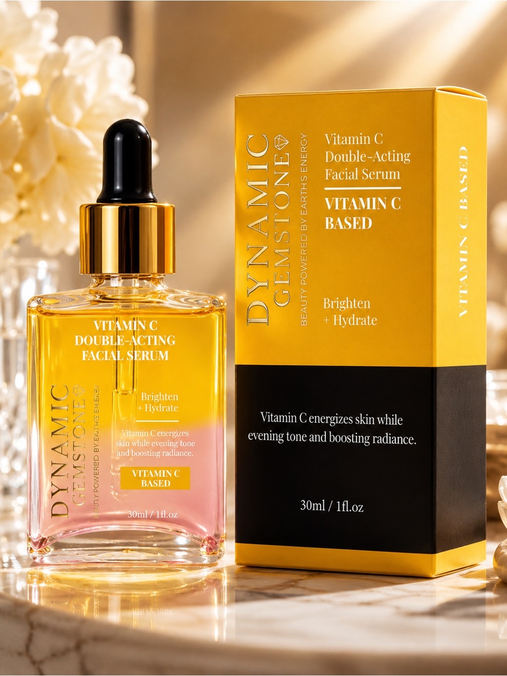 DYNAMIC GEMSTONE Vitamin C Double-Acting Facial Serum – Brighten + Hydrate